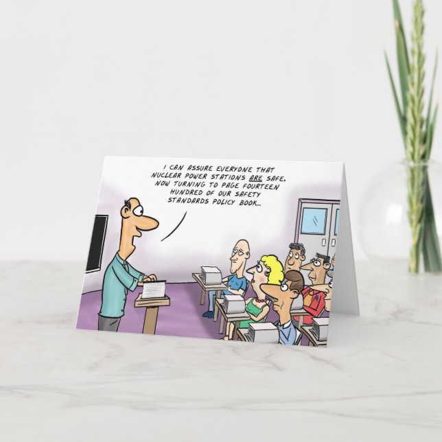 Funny Cartoon Nuklearer Power ist sicher Karte (Vorderseite)