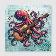 Funny Cartoon Octopus Gitarre spielen