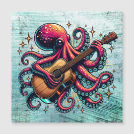 Funny Cartoon Octopus Gitarre spielen Magnetkarte