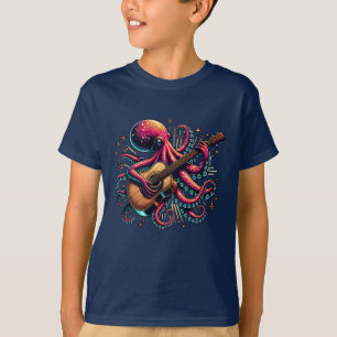Funny Cartoon Octopus Gitarre spielen T-Shirt