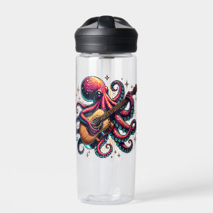 Funny Cartoon Octopus Gitarre spielen Trinkflasche