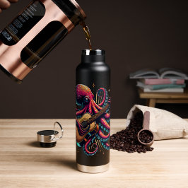 Funny Cartoon Octopus Gitarre spielen Trinkflasche