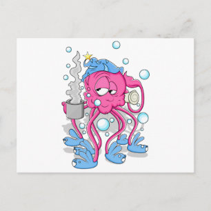 Funny Cartoon Octopus Postkarte