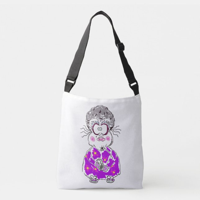 FUNNY CARTOON OLD LADY MARGARET SOLLTE TOTE BAG TRAGETASCHEN MIT LANGEN TRÄGERN (Vorderseite)