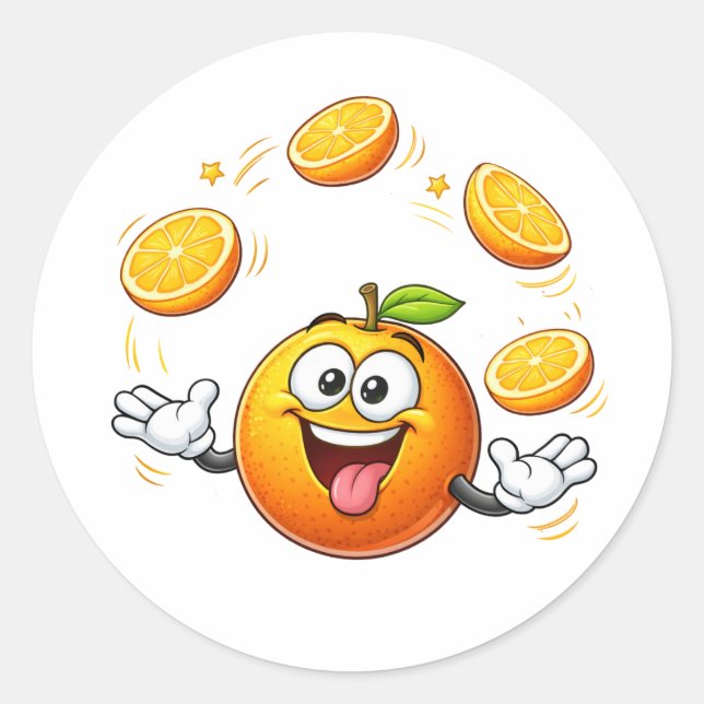 Funny Cartoon Orange Juggling Sticker (Vorderseite)