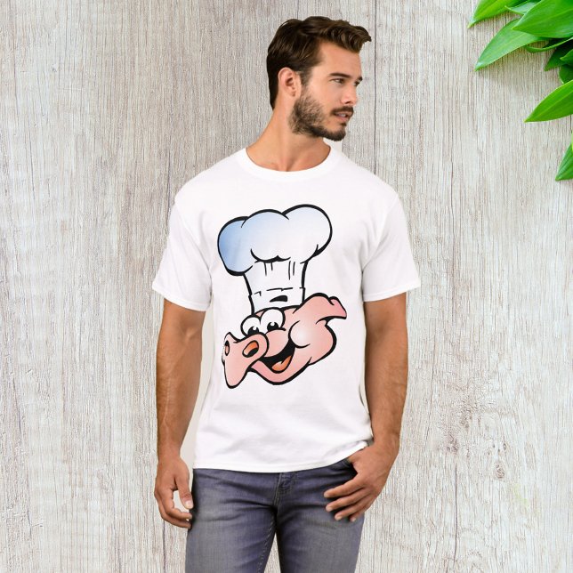 Funny Cartoon Pig Koch mit Hut T-Shirt (Von Creator hochgeladen)