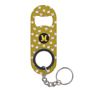 Funny Cartoon Pig Year Chinese Zodiac Monogram BOK Mini Flaschenöffner