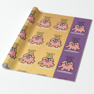 Funny Cartoon Pig Year Wrapper Geschenkpapier