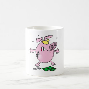 Funny Cartoon Piggy Bank Loss Geld Kaffeetasse