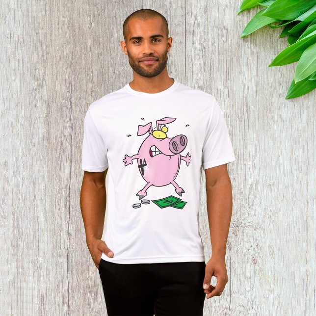 Funny Cartoon Piggy Bank Loss Geld T-Shirt (Von Creator hochgeladen)
