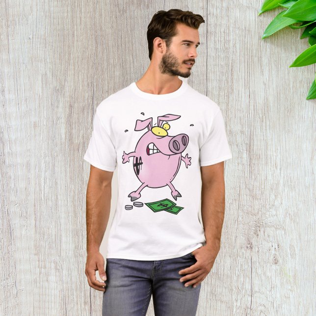 Funny Cartoon Piggy Bank Loss Geld T-Shirt (Von Creator hochgeladen)