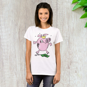 Funny Cartoon Piggy Bank Loss Geld T-Shirt