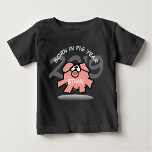 Funny Cartoon Pink Pig 2019 Personalisiert Baby T- Baby T-shirt
