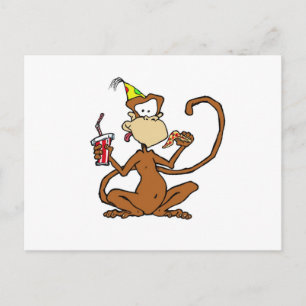 Funny Cartoon Pizza Monkey Postkarte