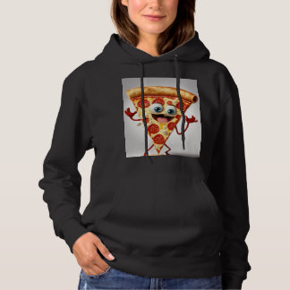 Funny Cartoon Pizza Slice T-Shirt - Cute Anthropom Hoodie