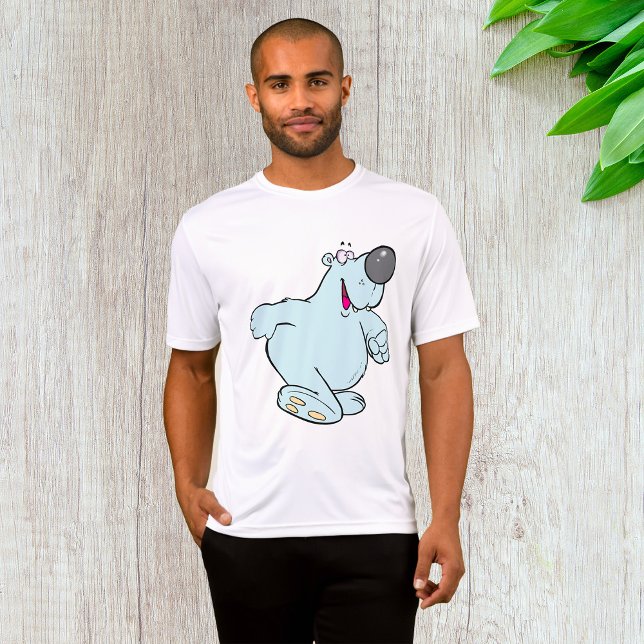 Funny Cartoon Polar Bär Niedlich Blauer Charakter T-Shirt (Von Creator hochgeladen)