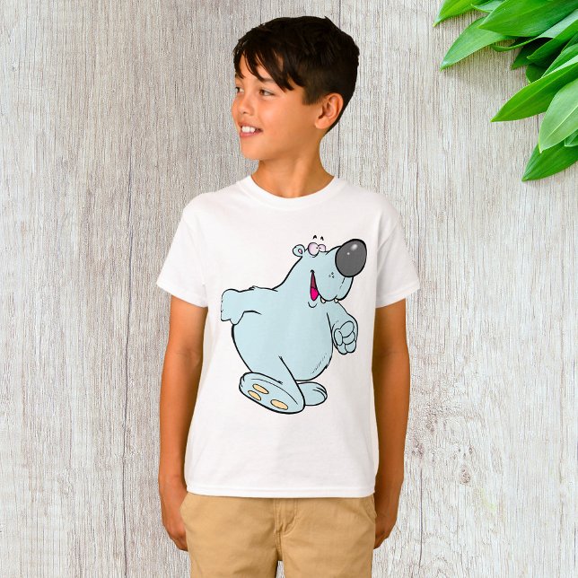 Funny Cartoon Polar Bär Niedlich Blauer Charakter T-Shirt (Von Creator hochgeladen)