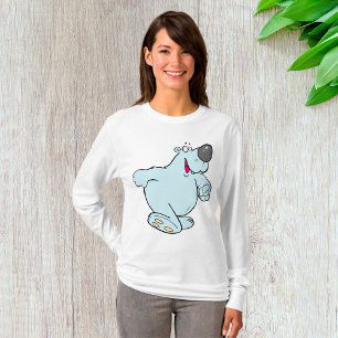 Funny Cartoon Polar Bär Niedlich Blauer Charakter T-Shirt