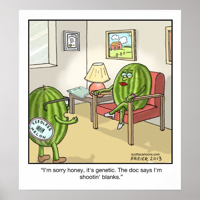 Funny Cartoon Poster Seedless Watermelon (Vorne)