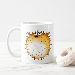 Funny Cartoon Puffer Fish Design Kaffeetasse