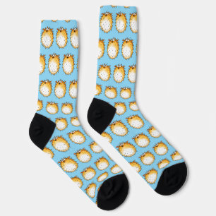 Funny Cartoon Puffer Fish Design Socken