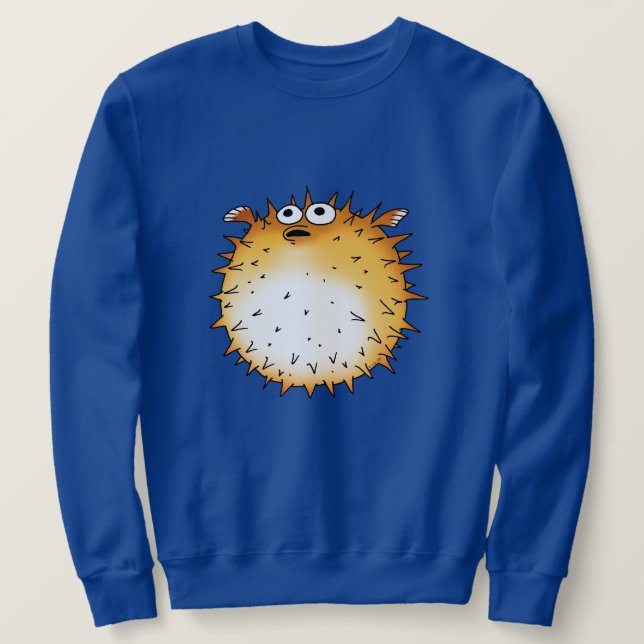 Funny Cartoon Puffer Fish Design Sweatshirt (Design vorne)