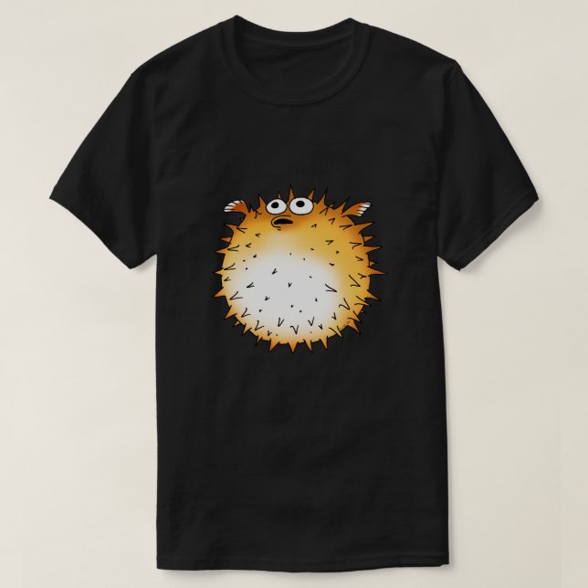 Funny Cartoon Puffer Fish Design T-Shirt (Design vorne)