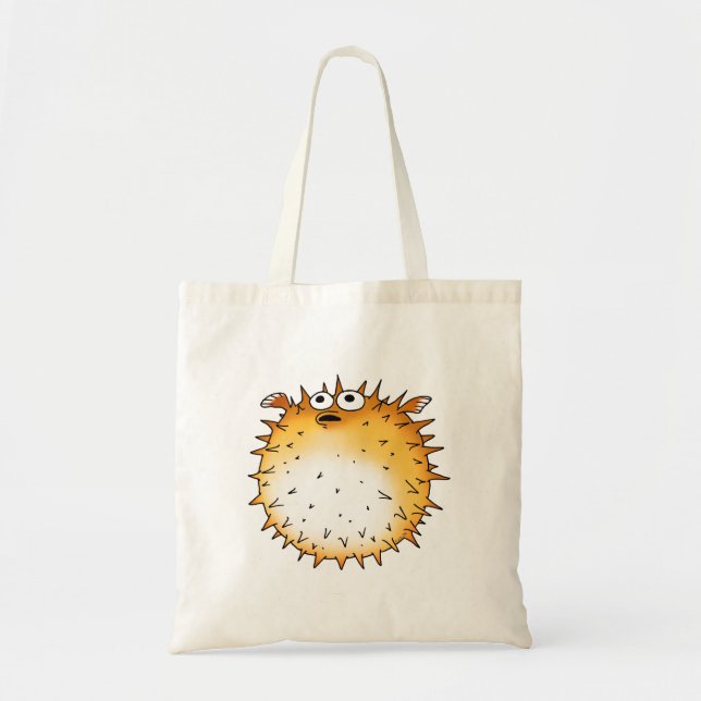 Funny Cartoon Puffer Fish Design Tragetasche (Vorne)
