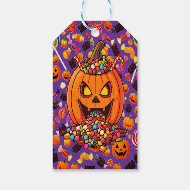 Funny Cartoon Pumpkin Geschenkanhänger (Vorderseite)