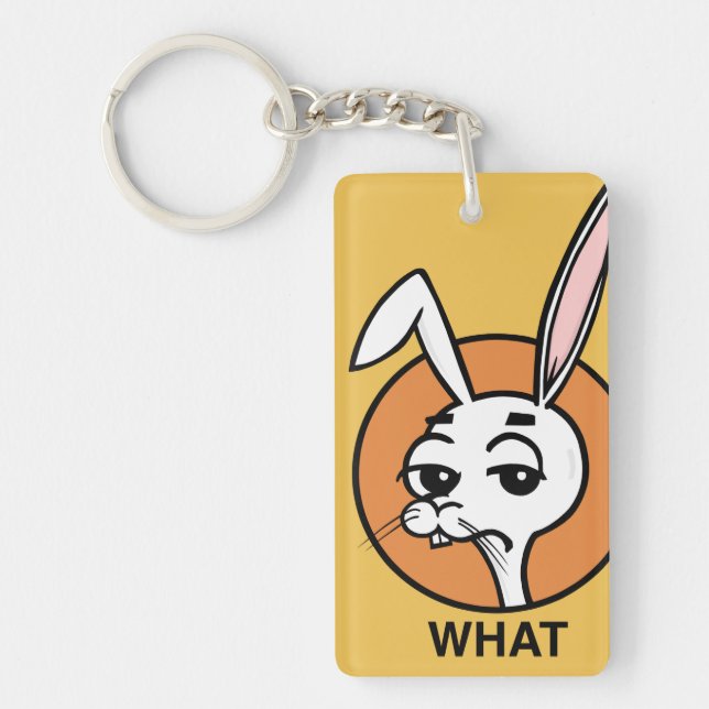 FUNNY CARTOON RABBIT REKTANGULAR KEY KETTE SCHLÜSSELANHÄNGER (Vorderseite)