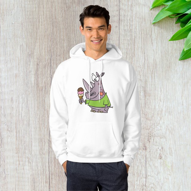Funny Cartoon Rhino Eating Ice Süße Tier Hoodie (Von Creator hochgeladen)