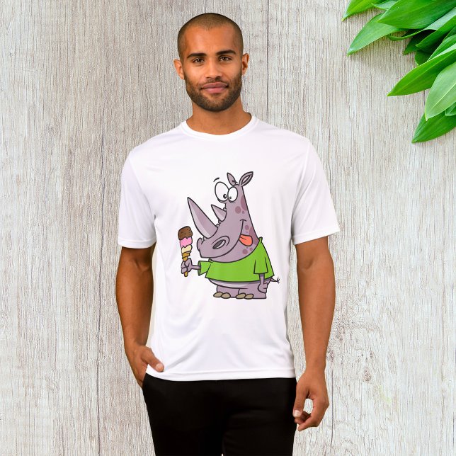Funny Cartoon Rhino Eating Ice Süße Tier T-Shirt (Von Creator hochgeladen)