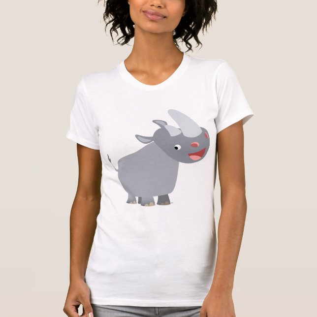 Funny Cartoon Rhino Women T - Shirt (Vorderseite)