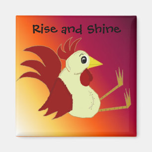 Funny Cartoon Rooster mit Sprichwort Magnet