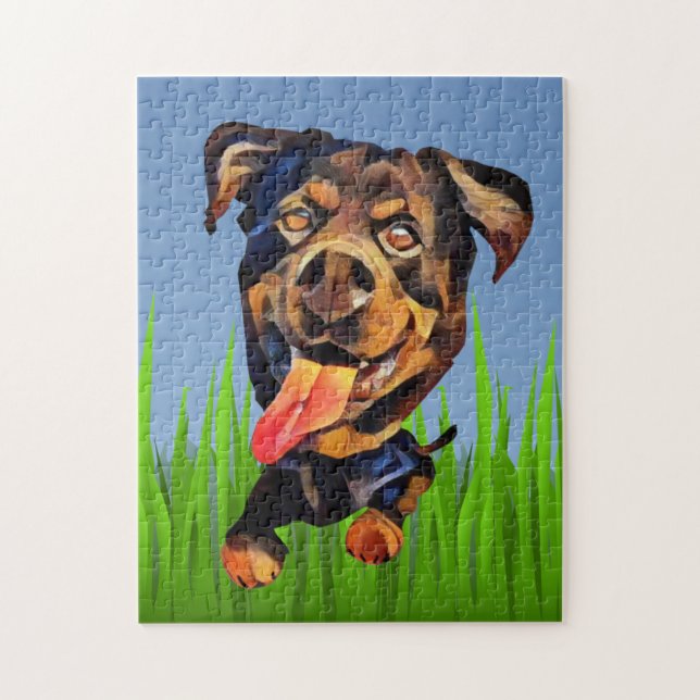 Funny Cartoon Rottweiler Dog 252 Stück Puzzle (Vertikal)