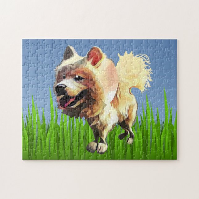 Funny Cartoon Samoyed Dog 252 pc Puzzle (Horizontal)