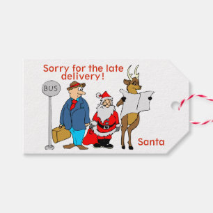 Funny Cartoon Santa Reindeer Spätlieferung Geschenkanhänger