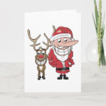Funny Cartoon Santa und Rudolph Feiertagskarte<br><div class="desc">Ein humorvoller Cartoon Santa und Rudolph Sketch.</div>