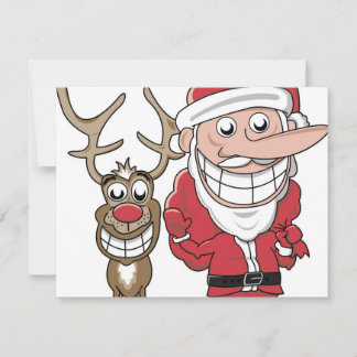Funny Cartoon Santa und Rudolph Feiertagskarte