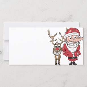 Funny Cartoon Santa und Rudolph Feiertagskarte