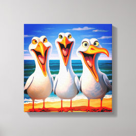 Funny Cartoon Seagull Art Leinwanddruck