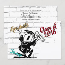 Funny Cartoon Senior Male 🎓 Graduate (Add Year)