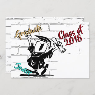 Funny Cartoon Senior Male 🎓 Graduate (Add Year) Einladung