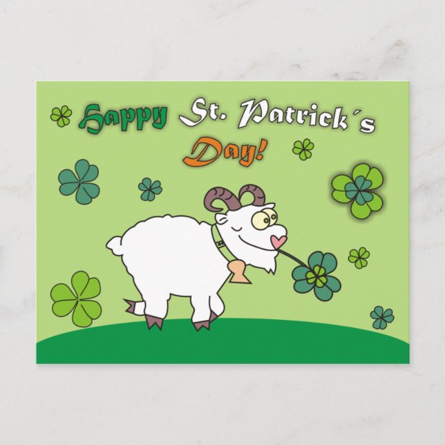 Funny Cartoon Sheep St.Patricks Day Postcards Postkarte (Vorderseite)
