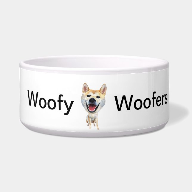 Funny Cartoon Shiba Inu Woofy Woofers Dog Bowl Napf (Vorderseite)