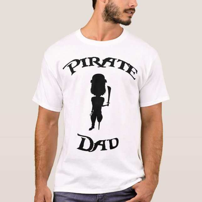 Funny Cartoon Silhouette Pirate Vater T-Shirt (Vorderseite)