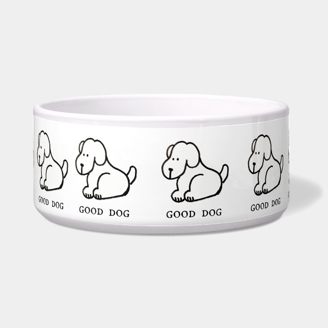 Funny Cartoon Sitting Good Dog Bowl Napf (Vorderseite)