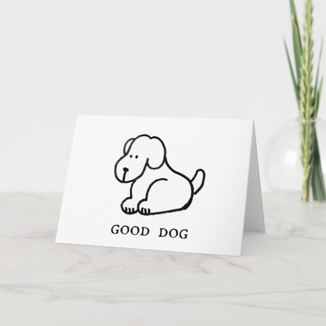 Funny Cartoon Sitting Good Dog Greeting Card Karte (Vorderseite)
