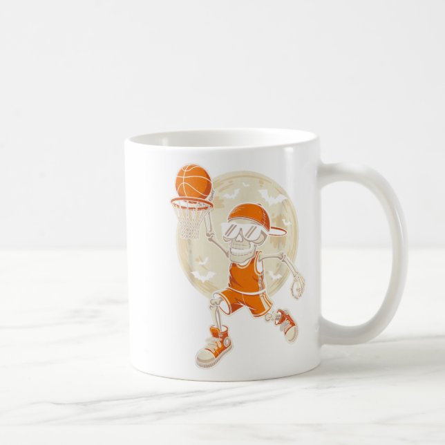 Funny Cartoon Skeleton Basketball Halloween Spiele Kaffeetasse (Rechts)