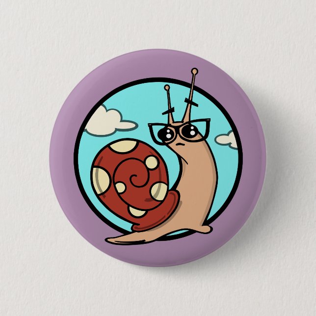 FUNNY CARTOON SNAIL GRAPHIC ROUND BUTTON WIEDERHOL (Vorderseite)